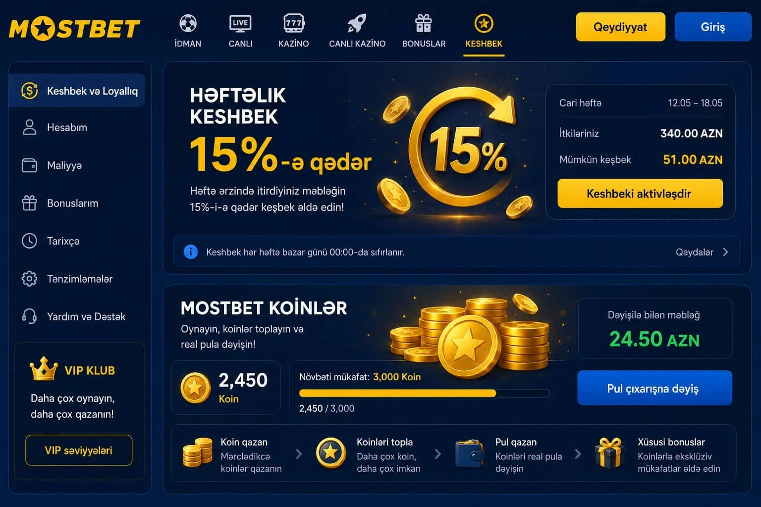 Mostbet Casino bonus: keşbek və loyallıq — Mostbet bonus