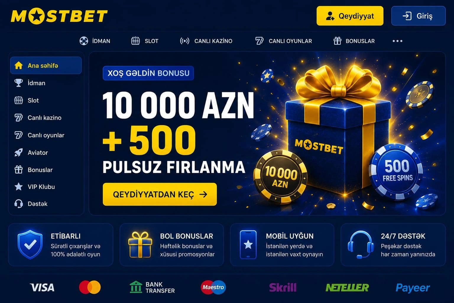Mostbet xoş gəlmisiniz bonusu və qeydiyyat şərtləri — Mostbet bonus